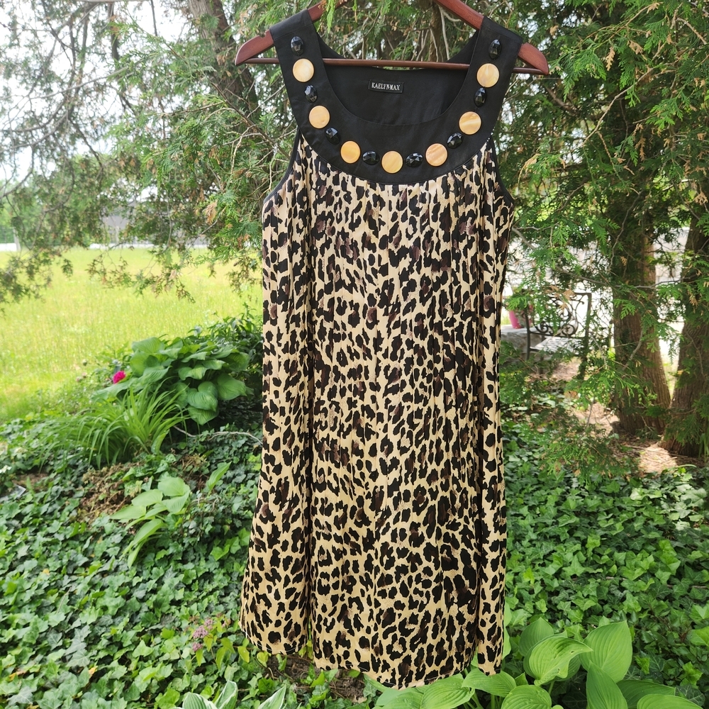 Tan and Black Embellished Halter Mini Sundress